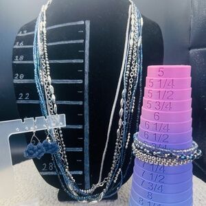 3 Piece Blue Necklace, Bracelet, And Earrings Set